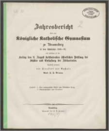 Jahresbericht über das Königliche Katholische Gymnasium zu Braunsberg in dem Schuljahre 1866-67
