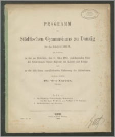 Programm des Städtischen Gymnasiums zu Danzig für das Schuljahr 1882/3