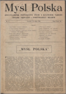 Myśl Polska : dwutygodnik poświęcony życiu i kulturze narodu 1941 nr 1