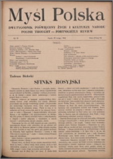 Myśl Polska : dwutygodnik poświęcony życiu i kulturze narodu 1942 nr 19