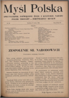 Myśl Polska : dwutygodnik poświęcony życiu i kulturze narodu 1942 nr 20