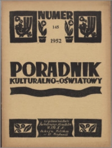 Poradnik Kulturalno-Oświatowy : wydawnictwo Światowego Komitetu YMCA, Sekcja Polska w W. Brytanii 1952, R. 13 nr 145