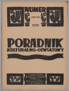 Poradnik Kulturalno-Oświatowy : wydawnictwo Światowego Komitetu YMCA, Sekcja Polska w W. Brytanii 1955, R. 15 nr 180-181