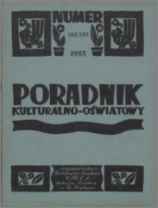 Poradnik Kulturalno-Oświatowy : wydawnictwo Światowego Komitetu YMCA, Sekcja Polska w W. Brytanii 1955, R. 15 nr 182-183