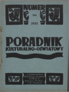 Poradnik Kulturalno-Oświatowy : wydawnictwo Światowego Komitetu YMCA, Sekcja Polska w W. Brytanii 1955, R. 15 nr 184