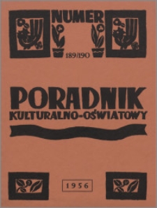 Poradnik Kulturalno-Oświatowy : wydawnictwo Światowego Komitetu YMCA, Sekcja Polska w W. Brytanii 1956, R. 16 nr 189-190