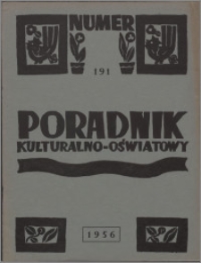 Poradnik Kulturalno-Oświatowy : wydawnictwo Światowego Komitetu YMCA, Sekcja Polska w W. Brytanii 1956, R. 16 nr 191