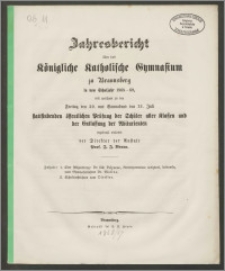 Jahresbericht über das Königliche Katholische Gymnasium zu Braunsberg in dem Schuljahre 1868-69
