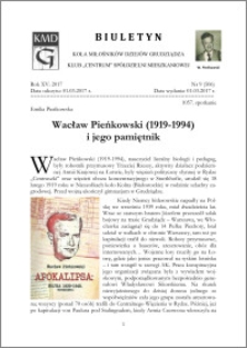 Biuletyn Koła Miłośników Dziejów Grudziądza 2017, Rok XV, nr 9(506) : Wacław Pieńkowski (1919-1994) i jego pamiętnik