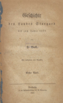 Geschichte des Landes Stargard : bis zum Jahre 1471 : mit Urkunden und Regasten. T. 1