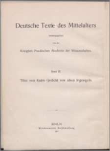 Tilos von Kulm Gedicht von sieben Ingesigeln : aus der Königsberger Handschrift