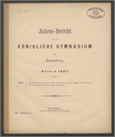 Jahres-Bericht über das Königliche Gymnasium zu Braunsberg. Ostern 1897