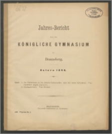 Jahres-Bericht über das Königliche Gymnasium zu Braunsberg. Ostern 1898
