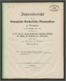 Jahresbericht über das Königliche Gymnasium zu Braunsberg in dem Schuljahre 1864-65