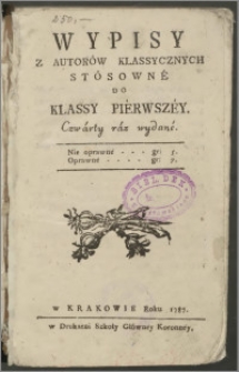 Wypisy Z Autorów Klassycznych Stósowné Do Klassy Piérwszéy