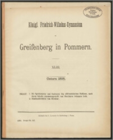Königl. Friedrich-Wilhelms-Gymnasium zu Greifenberg in Pommern. XLIII. Ostern 1895