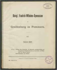 Königl. Friedrich-Wilhelms-Gymnasium zu Greifenberg in Pommern. LV. Ostern 1907