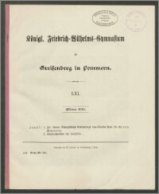 Königl. Friedrich-Wilhelms-Gymnasium zu Greifenberg in Pommern. LXI. Ostern 1913