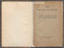 170 procs de presse : documents pour servir l'histoire des persécutions de la presse polonaise par le Gouvernement prussien aucours des 3 dernires années