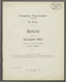 Königliches Progymnasium (i. d. E.) zu Dt. Eylau. Bericht über die Schuljahre 1904
