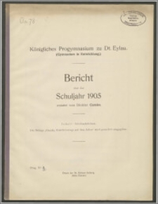 Königliches Progymnasium zu Dt. Eylau (Gymnasium in Entwicklung). Bericht über das Schuljahr 1905