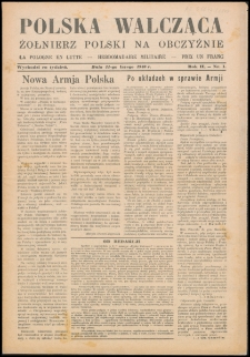 Polska Walcząca - Żołnierz Polski na Obczyźnie 1940.02.11, R. 2 nr 1