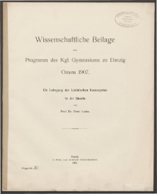 Ein Lehrgang der lateinischen Kasussyntax in der Quarta