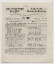 Johannisburger Kreisblatt = Tygodnik Obwodu Jansborskiego 1863 no. 27