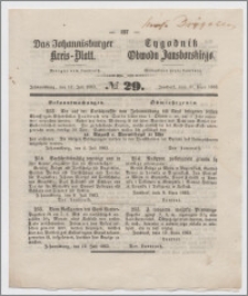 Johannisburger Kreisblatt = Tygodnik Obwodu Jansborskiego 1863 no. 29
