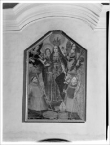 Pakość. Kościół parafialny pw. Św. Bonawentury. Obraz "Maria z Dzieciątkiem, św. Bonawenturą i św. Ludwikiem d'Anjou" autorstwa Barłomieja Strobla