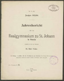 Jahresbericht über das Realgymnasium zu St. Johann in Danzig. Schuljahr 1913/1914