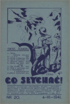 Co Słychać : tygodnik zawierający streszczenia książek i artykułów ... 1941, R. 2 nr 20