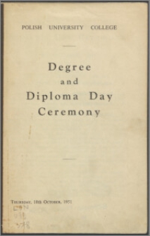 Degree and diploma day ceremony : Thursday, 18th October 1951