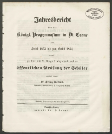 Jahresbericht über das Königl. Progymnasium in Dt. Crone vom Herbst 1853 bis zum Herbst 1854