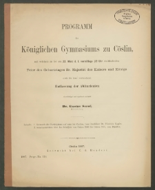 Programm des Königlichen Gymnasiums zu Cöslin, mit welchem zu der am 22. März