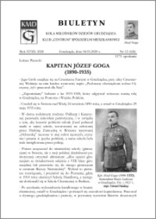 Biuletyn Koła Miłośników Dziejów Grudziądza 2020, Rok XVIII nr 12 (626) : Kapitan Józef Goga (1890-1935)