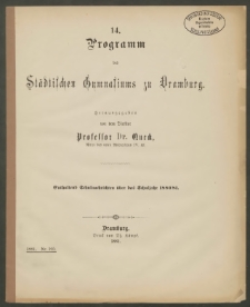 14. Programm des Städtischen Gymnasiums zu Dramburg