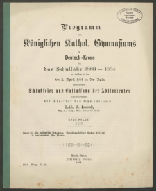 Programm des Königlichen Kathol. Gymnasiums in Deutsch-Krone für das Schuljahr 1883 - 1884