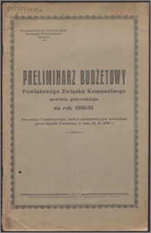 Preliminarz Budżetowy Powiatowego Związku Komunalnego Powiatu Gniewskiego na Rok 1930-1931