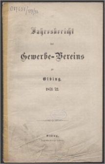 Jahresbericht des Gewerbe-Vereins zu Elbing 1871-1872