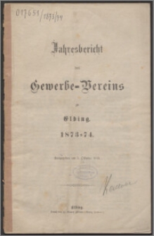 Jahresbericht des Gewerbe-Vereins zu Elbing 1873-1874