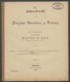 24. Jahresbericht des Königlichen Gymnasiums zu Dramburg