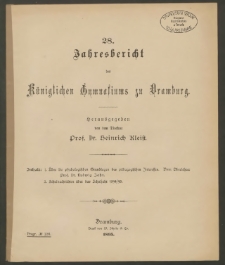 28. Jahresbericht des Königlichen Gymnasiums zu Dramburg