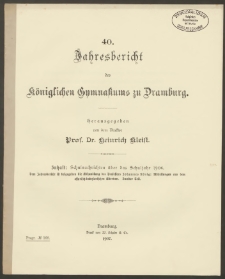 40. Jahresbericht des Königliches Gymnasium zu Dramburg