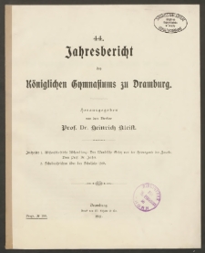 44. Jahresbericht des Königliches Gymnasium zu Dramburg