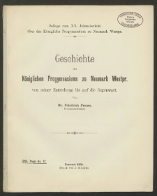 Geschichte des Königlichen Progymnasiums zu Neumark Westpr. von seiner Entstehung bis auf die Gegenwart