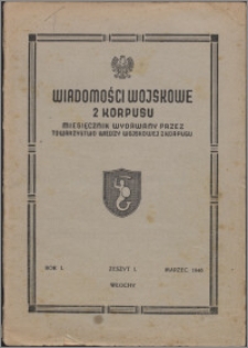 Wiadomości Wojskowe 2 Korpusu 1946, R. 1 z. 1