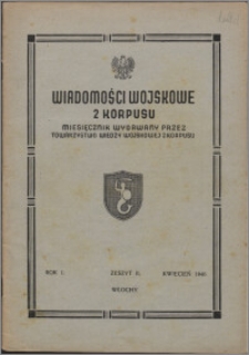 Wiadomości Wojskowe 2 Korpusu 1946, R. 1 z. 2