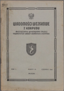 Wiadomości Wojskowe 2 Korpusu 1946, R. 1 z. 4