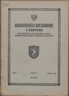 Wiadomości Wojskowe 2 Korpusu 1946, R. 1 z. 5